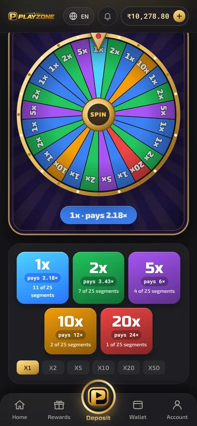 Real-Money Gaming Platform — Fortune Wheel screen
