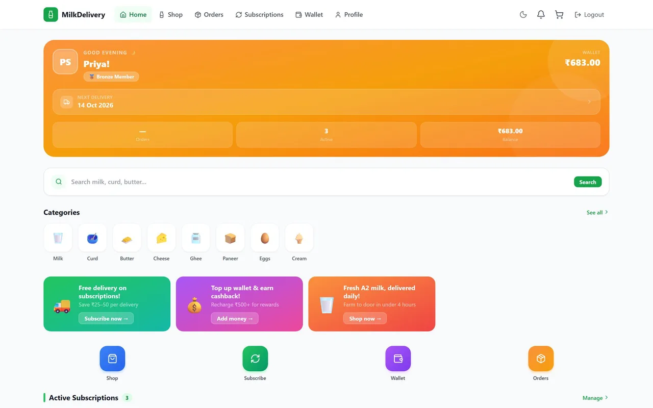 Milk Delivery App — MilkDelivery