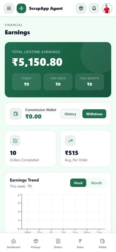 ScrapApp — Earnings screen