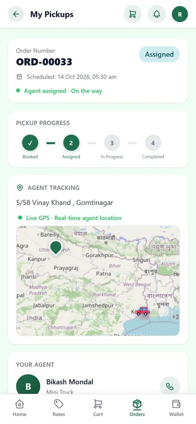 ScrapApp — Live tracking screen