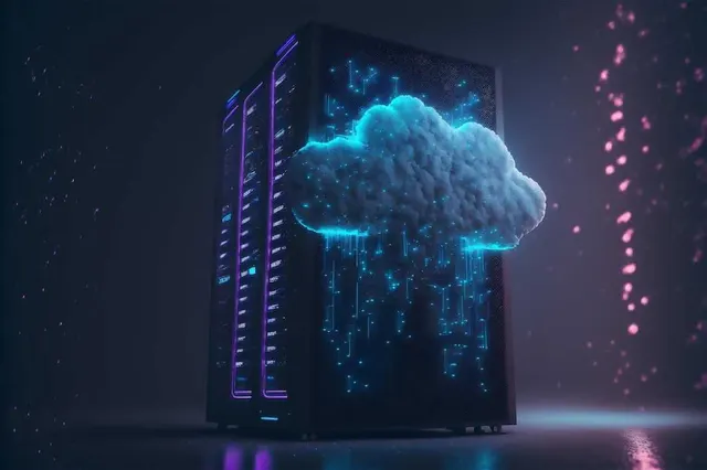 Cloud database server illustration representing the data layer of a full-stack application