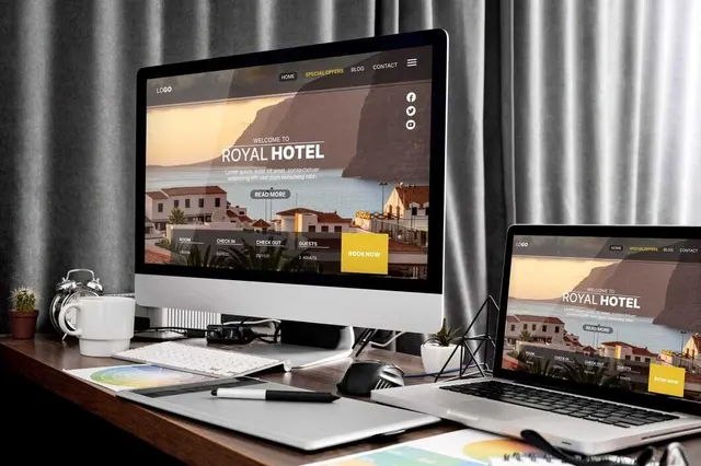 Responsive landing page displayed on desktop and laptop screens for a paid search campaign