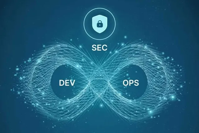 DevSecOps infinity loop showing development, operations and security in server management