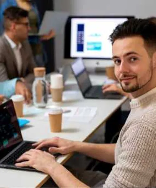 Development team building enterprise software at their desks